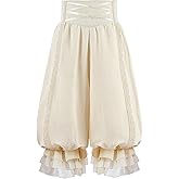 Nuoqi Bloomers for Women Victorian Off White Ruffle Shorts Knee Length Pantaloons