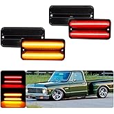 Tonsya Compatible with 1968 1969 1970 1971 1972 Chevy GMC Pickup Trucks Front/Rear Bumper Fender Side Marker Lights Full Amber & Red Led Lamps