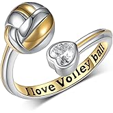 CVRAVO Volleyball Ring 925 Sterling Silver Adjustable Volleyball Ring for Women Sport Gifts for Players