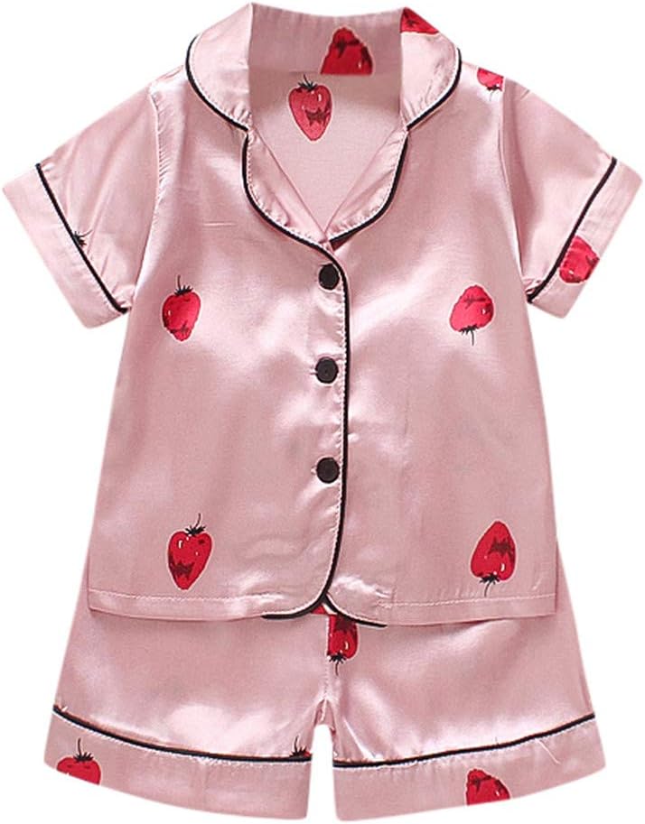 Julhold Toddler Kids Baby Boys Girls Cartoon Pajamas Sleepwear T Shirt Shorts Clothes Set