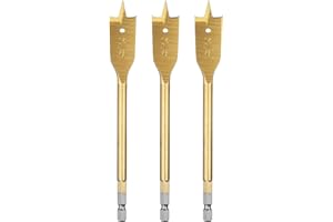 HARFINGTON 3Pcs Spade Drill Bit 3/4" Paddle Flat Bits Wood Hole Cutter with Quick Change 1/4 Inch Hex Shank for Woodworking F