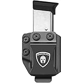 Universal Magazine Holster IWB/OWB Mag Carrier with 1.75 Inch Steel Clip Fit: 9mm/.40 & .45ACP Double Stack - .380 Single Stack