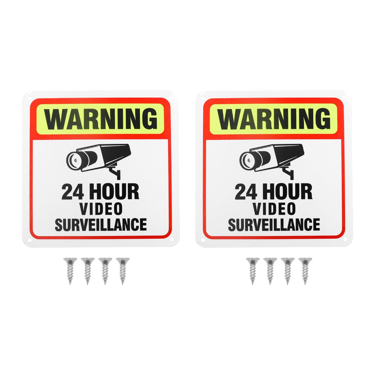 2pcs Monitor Sign,Surveillance Sign,Aluminium Sign Surveillance with Screws,Camera Surveillance Sign,15 x 15 cm