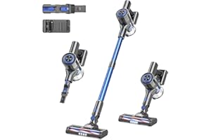 Ljuren Cordless Vacuum Cleaner, 80,000PRM Powerful Motor Vacuums and 2600mAH Battery up to 40 Mins Worktime, Vacuum Cleaners for Home with 2 Ajustable Modes and Detachable Parts (Lake Blue)