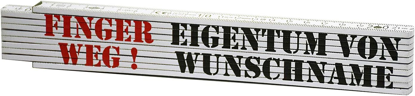 geschenke-fabrik.de Meterstab - 2 Meter Zollstock personalisiert mit Name & Finger Weg als Geschenk für Männer, Papa, Heimwerker zu Weihnachten oder zum Geburtstag