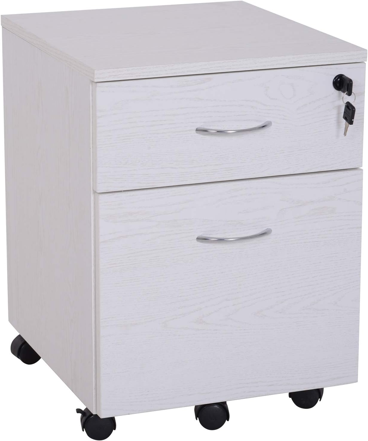 Vinsetto 2 Drawer Mobile File Wood Filing with Rolling Casters Fits A4 for Home