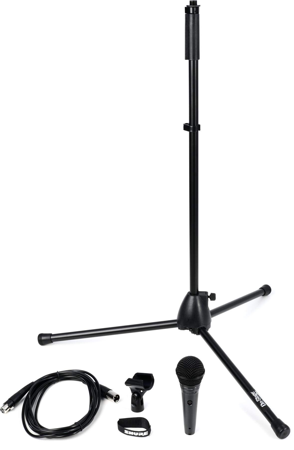 Shure Stage Performance Kit con microfono a portata vocale cardioide PGA58, cavo XLR e supporto per microfono, ottimo per il palco o lo studio (PGA58BTS)