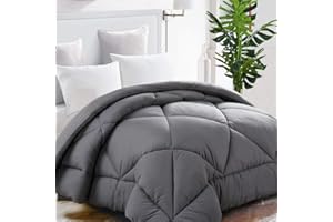TEKAMON All Season King Comforter Winter Warm Summer Soft Quilted Down Alternative Duvet Insert Corner Tabs, Machine Washable Luxury Fluffy Reversible Collection for Hotel,Charcoal Grey