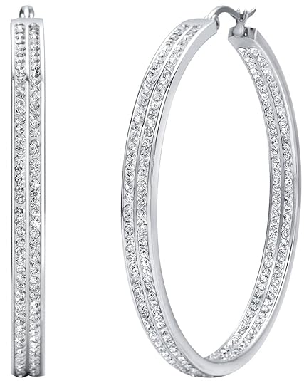 Jstyle Edelstahl Große Creolen Ohrstecker Ohrringe Band Zirkonia Farbegold