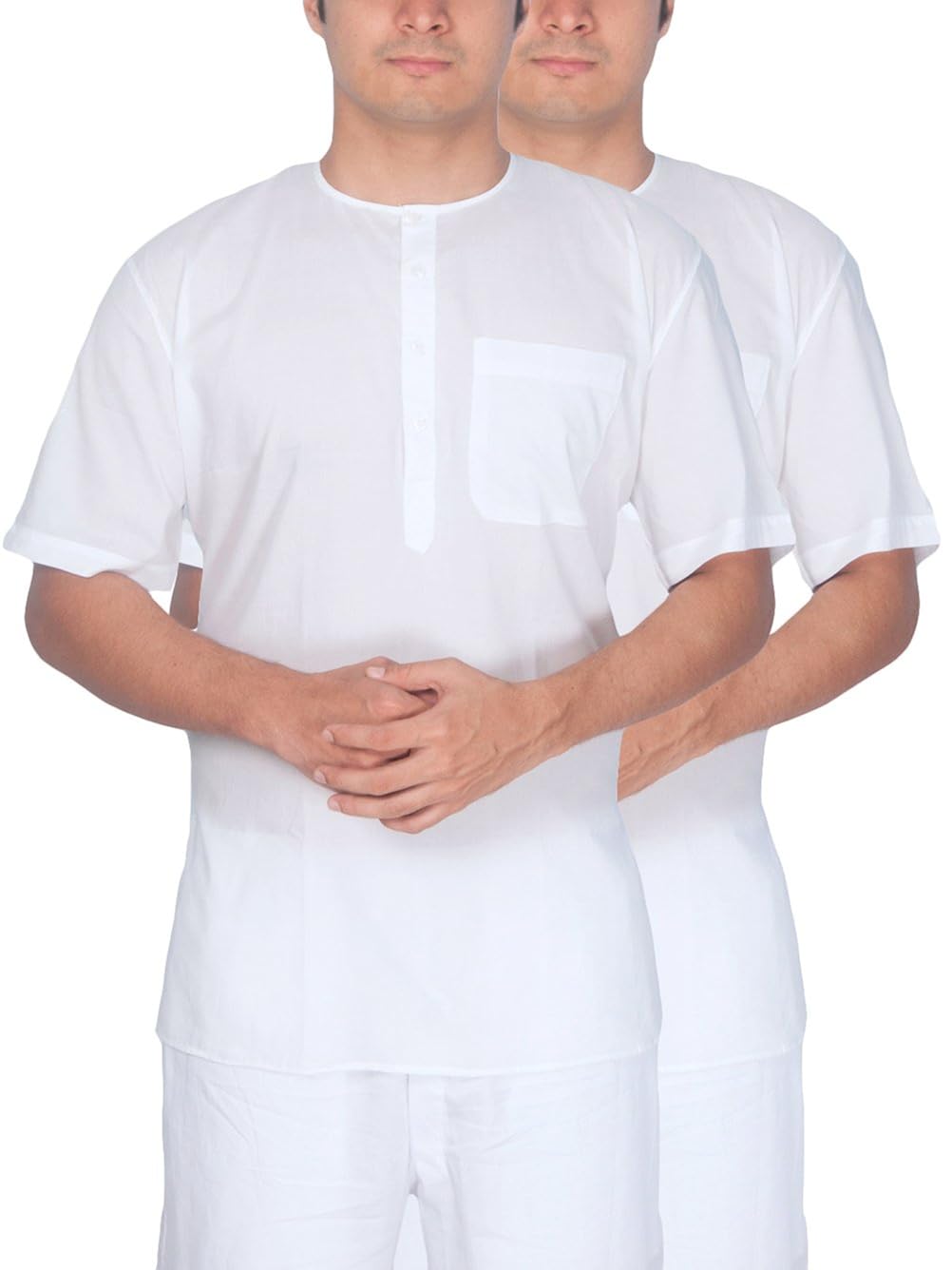 rajubhai hargovindas men's white fine cotton short kurta | pack of 2 |