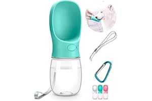 DEYACE Dog Water Bottle, Leak Proof Portable Pet Water Bottles for Dogs, Puppy Water Dispenser with Drinking Feeder for Travel (Teal 12oz)