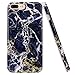 JAHOLAN Blue Gold Marble Design Clear Bumper TPU Soft Rubber Silicone Cover Phone Case Compatible with iPhone 7 Plus/iPhone 8 Plus