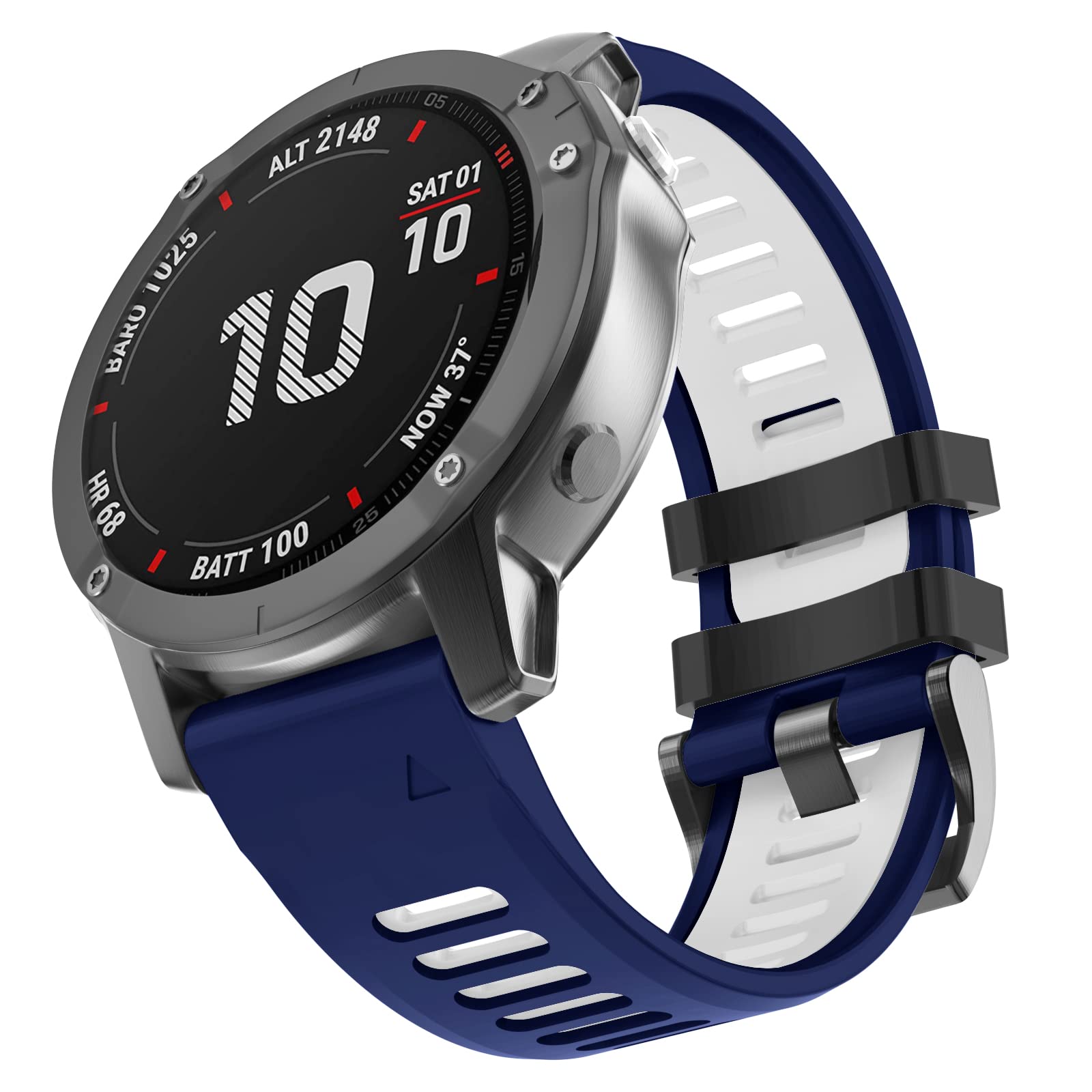 MYSNBKN Garmin Fenix 6X Strap, 26MM Width Silicone bands Fit for Garmin Fenix 8 51mm/Fenix 7X/Fenix 6X/Fenix 6X Pro/Fenix 5X/5X Plus/Fenix 3/Fenix 3 HR/Tactix/Descent MK1/D2 Delta PX/D2 Charlie