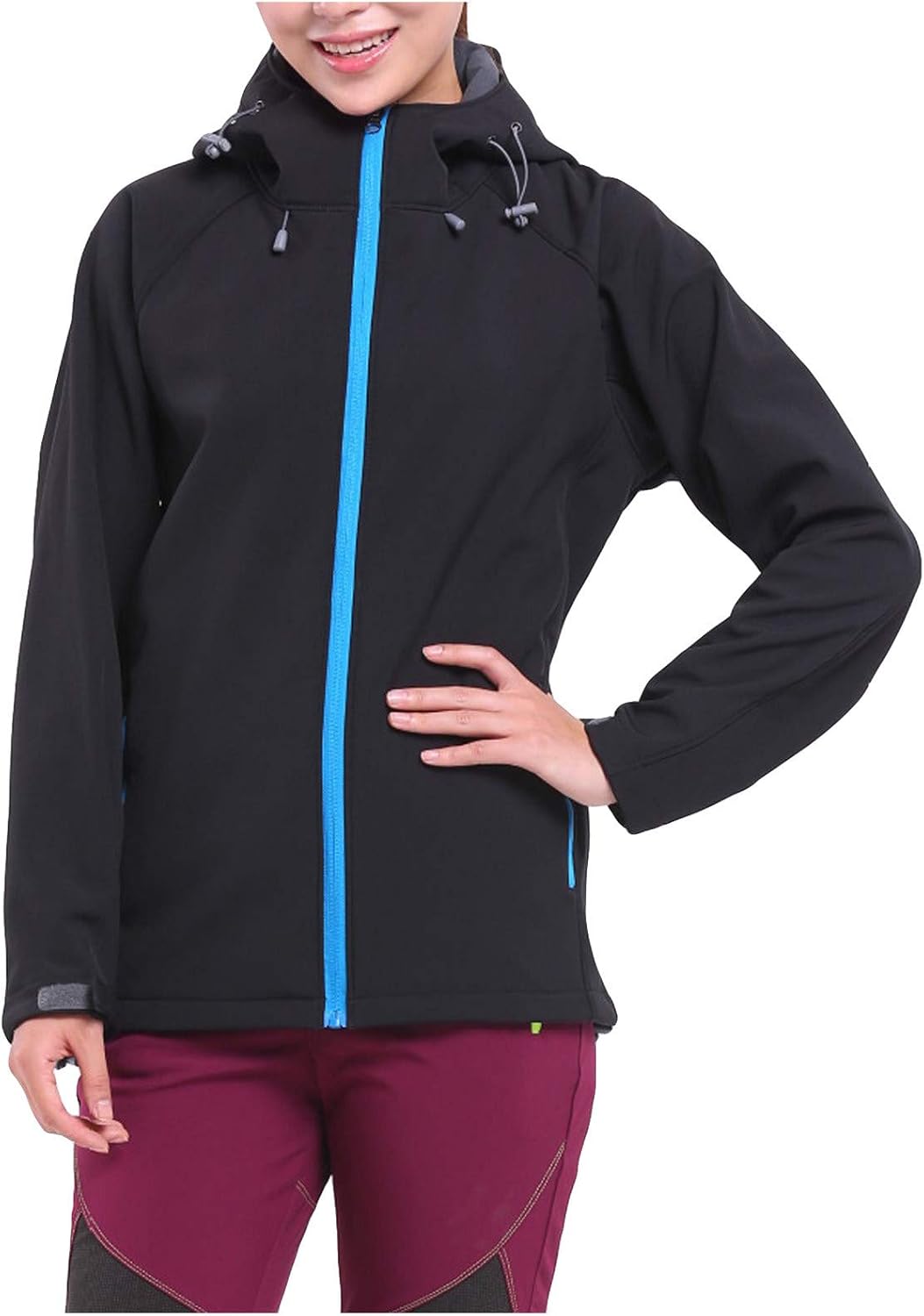 Fhuuly Women Rain Plus Size Jacket Zip Waterproof with Hood Lightweight