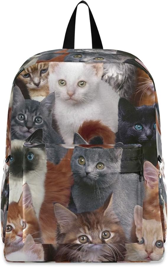 Kittens Black Cat Backpacks Light School Book Bag Travel Hiking Camping