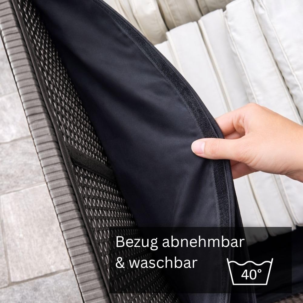RS Trade Auflagenbox wasserdicht, Gartenbox, Aufbewahrungsbox Garten, Kissenbox Outdoor, Gartentruhe, große Gartenkiste für Polster, wetterfeste Garten-Aufbewahrung, Polyrattan, 650l, silber 4