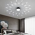 LightInTheBox Modern LED Ceiling Light Sputnik Linear Flush Mount Ceiling Lamp Firework Flower Ceiling Light Fixture for Living Room Dining Room (Black, 30-Heads, Natural Light)
