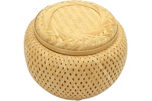 TOVINANNA Woven Tea Leaf Storage Basket Small Yellow Silk Tabletop Snack Basket for Home Organization