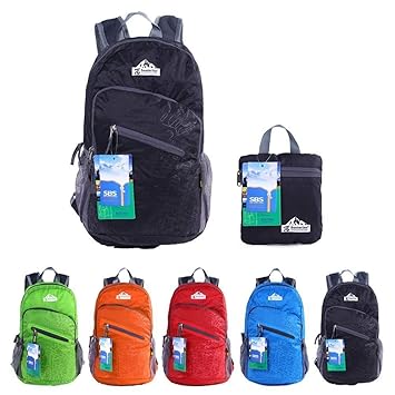 EGOGO multifunktionale haltbar stopfbare handlich leichte Reise Rucksack Daypack Schultasche Wandern Rucksack S2212 (Schwarz)