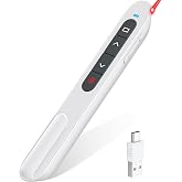 DinoFire White Wireless Presenter, Volume Control Presentation Clicker, RF 2.4GHz PowerPoint Clicker Presentation Remote Control Slide Clicker Advancer