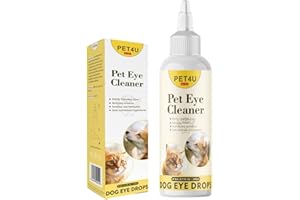 PET4U All-Natural Eye Drops for Dogs and Cats - Gentle Eye Wash Solution for Tear Stains, Crust Removal & Daily Cleaning - Hydrates & Refreshes for Bright, Healthy Eyes, 8 oz