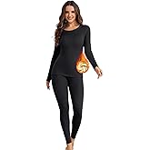 SHARICCA Thermal Underwear Set for Women Fleece Lined Long Johns Lightweight Base Layer Winter Pajamas Shirts & Bottoms