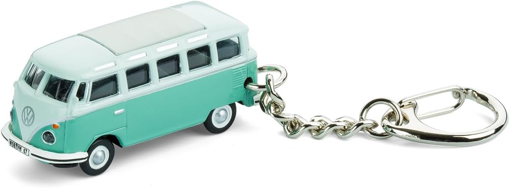 Keyring with model car for all car and classic automobile fans - cult car, Metal, Vw Bus T1 Samba Bulli Tรผrkis, 1:87