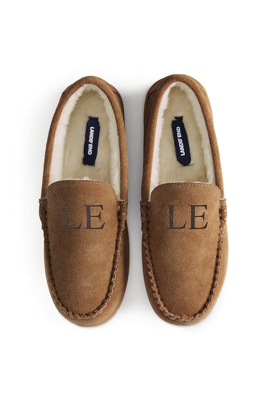 lands end slippers on Buy Lands End Men S Suede Leather Moccasin Slippers Indoor And Outdoor Shoes At Amazon In