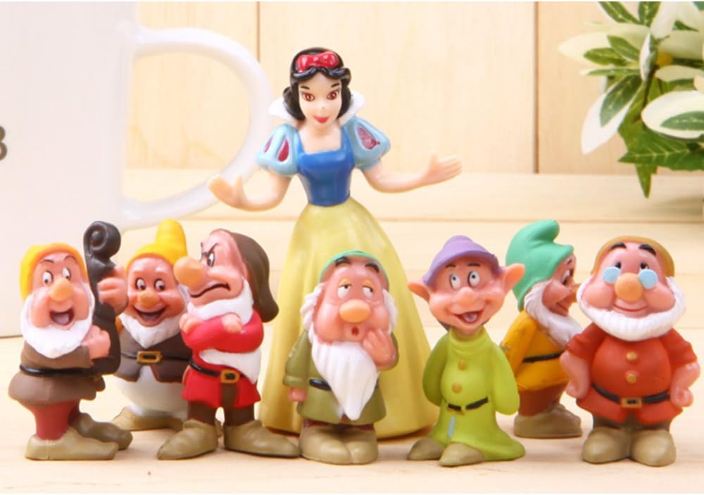 WelcomeOnBoard 2" - 3" 8 pcs Snow White and The Seven Dwarfs Figures Loose Toys Cake Topper