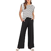 ANRABESS Women 2 Piece Outfits Tank Top & Palazzo Pants 2026 Summer Lounge Matching Sets Travel Vacation Beach Clothing