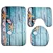 Moolecole Beach Seashells Starfish Sand Bath Mat Holidays Summer Bathroom Carpet Rug Non-Slip 3 Piece Toilet Mat Set Starfish Floor primary