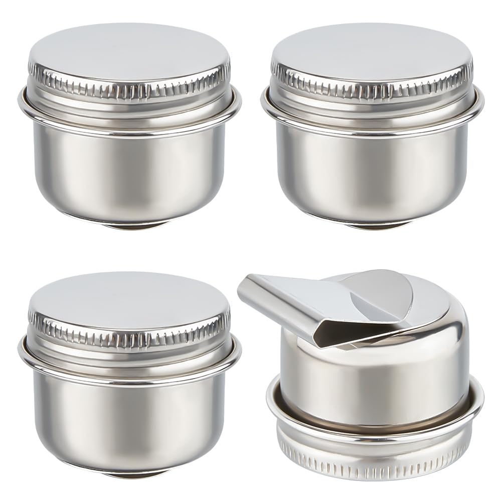 UNICRAFTALE about 4 pcs Stainless Steel Oil Painting Cup Palettes Container Cup Metal Dipper Painting Pot Container with Lid and Clip Large Mouth Single Dipper Pallete Cup for Drawing