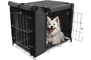 HABOPET Dog Crate Cover for 48 inches Wire Dog Crate,Waterproof, Double Door for Large Pet Kennel Cover, 48 x 30 x 33inch, Black