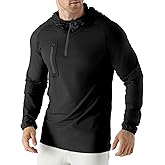 Jupmov Mens Quarter Zip Running Hoodie Sweatshirts,Lightweight Workout Pullover Jacket with Pockets