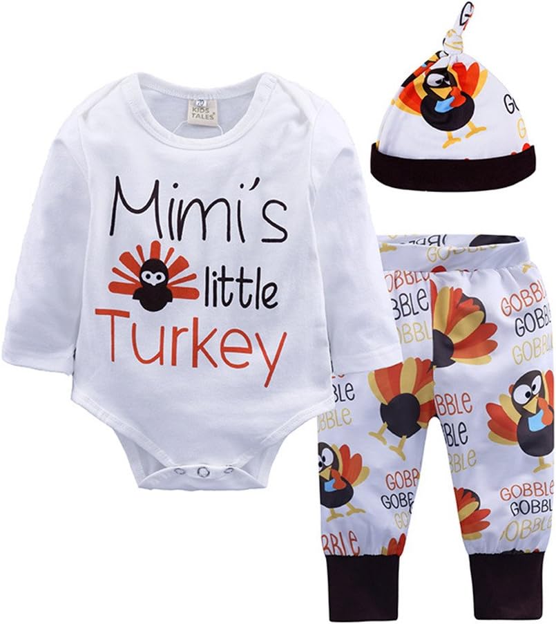 Angelchild Baby Girls Long Sleeve Floral Romper Outfit Pants Set +Hat or Headband Turkey 80