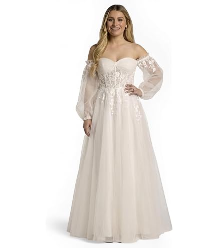 david's bridal long sleeve dress Tank Square Neck Lace A-Line Wedding Dress, Soft White Gown Color:SkyBlue Lavetir Ivory-Nude A-Line/Princess Strapless 250320