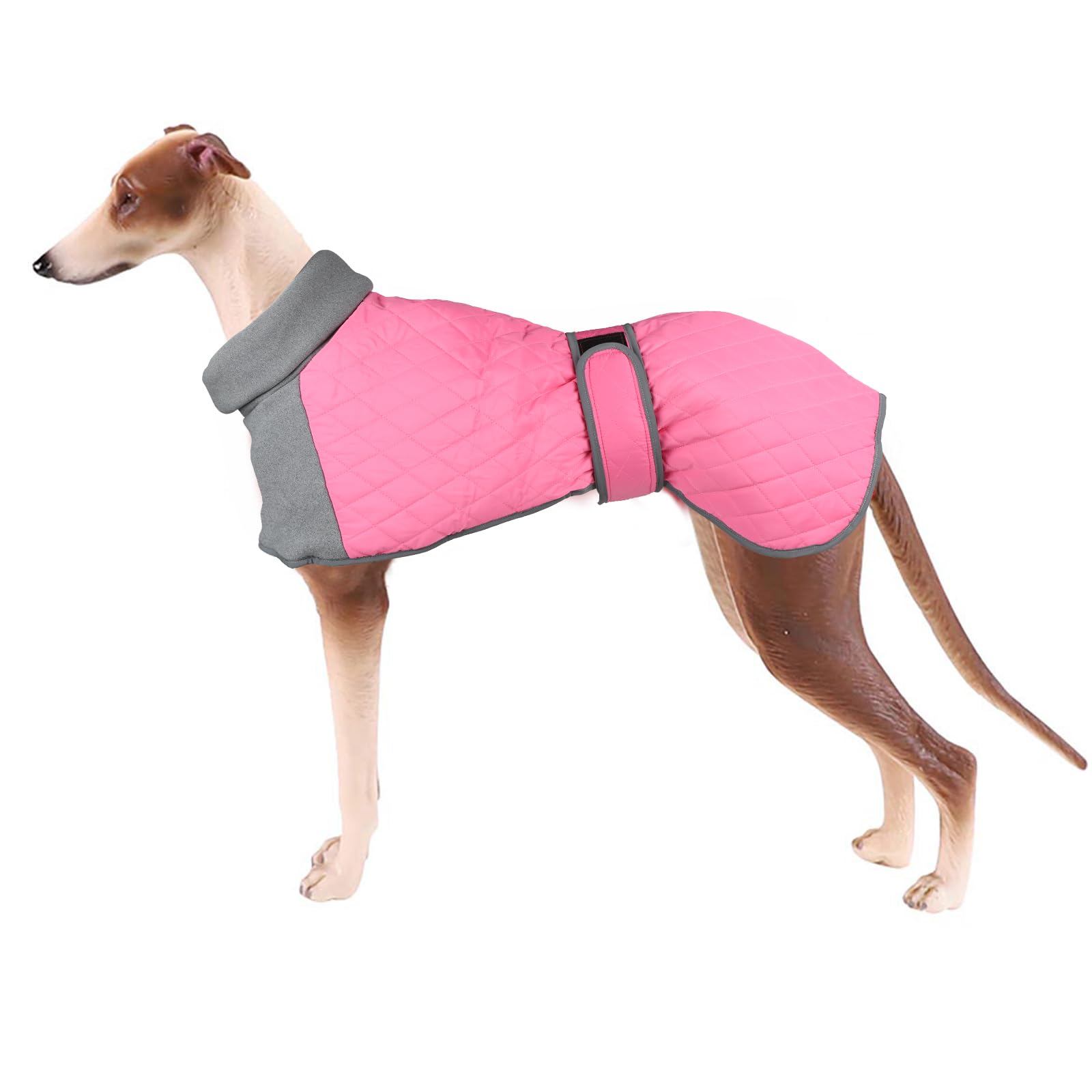 Geyecete whippet coat high collar greyhound coat Dog Winter Coat with Warm Fleece Lining, Reflective Fabric Outdoor Dog Apparel with Adjustable Bands Premium-Pink-3XL