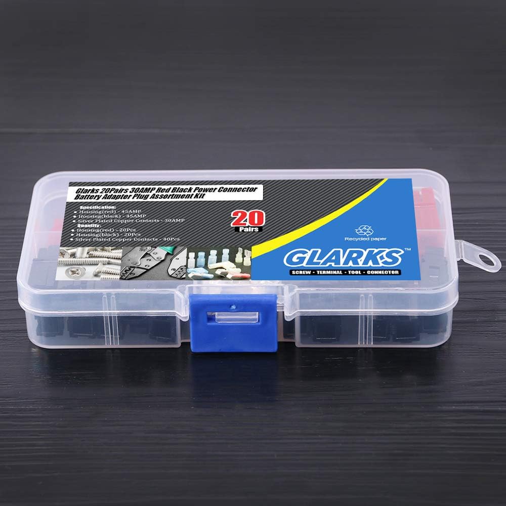 Glarks 20 Pair 30AMP Quick Disconnect Power Terminals Connectors, Red Black Quick Connect Battery Connector Modular Power Connectors Set: Electronics
