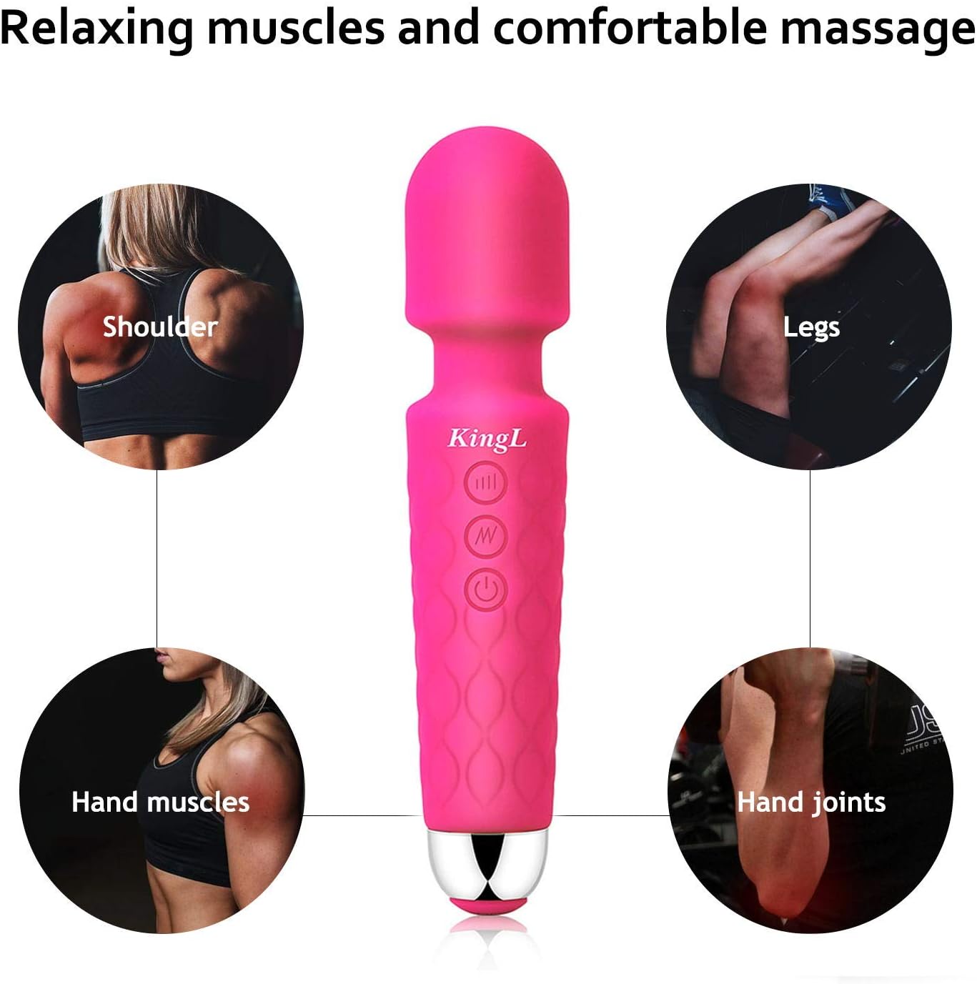 KingL Personal Massager Powerful Vibration, Waterproof, Handheld, Cordless Whisper Quiet for Neck Shoulder Back Body Massager, Sports Recovery & Muscle Aches …: Health & Personal Care