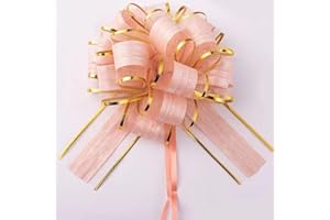HQJAXJ 6 pcs Pull Bow Wrapping Pink Bows for Gift Wrapping Pull Bows for Wedding Baskets,Pull Bows for Gift Wrapping,6 Inches Diameter Gift Bows,Gift Baskets,Birthday Party,Valentine's Day (Pink)