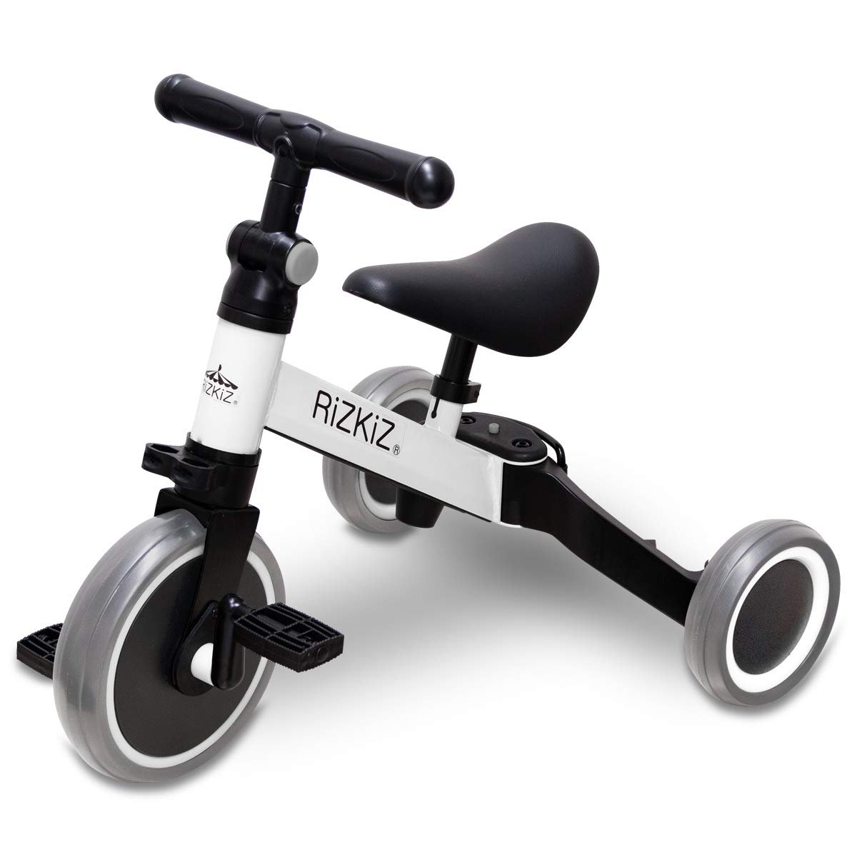 RiZKiZ 3in1 折りたたみ三輪車 二輪車【ホワイト】 3WAY 1歳から5歳まで 足蹴り ハンドル サドル 調整可能 空気入れ不要商品画像