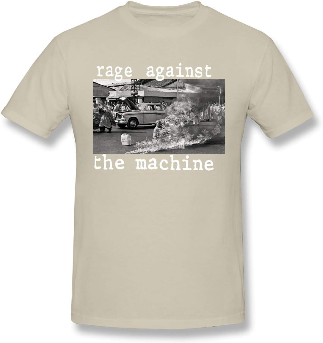 Intuch Mens Rage Against The Machine RATM 1992 Band Logo Classic T Shirt Natural M with Short Sleeve