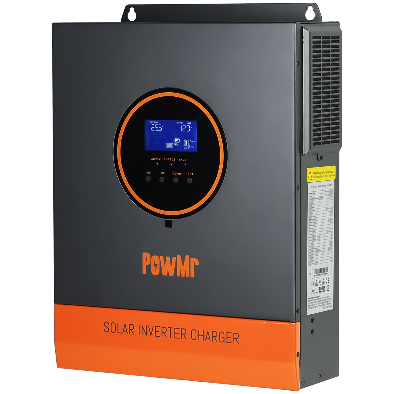 Photo 1 of PowMr Solar Inverter 3200W 24VDC to 110VAC, 3.2KW Pure Sine Wave Inverter Bulit-in 60A MPPT Controller and with 40A AC Charger, Max.PV Input 1600W 108V, fit for Lead-Acid and Lithium Battery