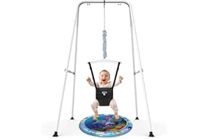 G TALECO GEAR Baby Jumper with Stand,Baby Bouncer,Easy Set-Up,Baby Exerciser for Active Babies,Suitable for Indoor and Outdoor, Water Mat Include (Black)