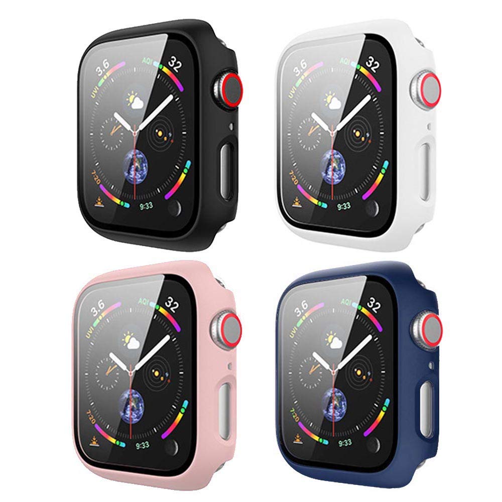 [4 Pack] BOTOMALL Screen Protector Compatible with Apple Watch Case Series 6/5/4/SE HD Tempered Glass Full Coverage Slim Guard Lightweight Protective Cover for iWatch Women Men, 40mm
