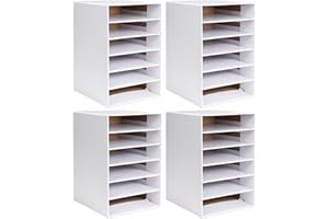 Ireer 4 Pieces Cardboard Paper Organizer, Classroom Mailboxes, Construction Paper Storage, Compartment Literature Sorters, Classroom Organizers for Student Office School (White,6 Slots)