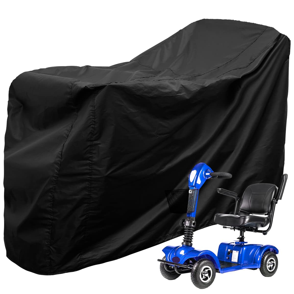 Heavy Duty Mobility Scooter Cover with Storage Bag, 190D Oxford Waterproof Anti-uv Wheelchair Storage Cover, 140 * 66 * 91 cm