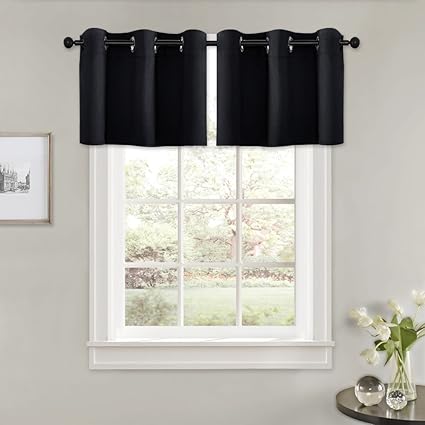 Pony Dance Window Valances For Bedroom 42 Wide By 18 Long Black 1 Pair Blackout Blinds Tier Curtains Grommet Top Soft Mordern Design For Living