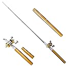 38Inch Mini Telescopic Pen Fishing Rod Reel Combos for Kids,Aluminum Alloy Portable Pocket Fishing Pole Kit,Lightweight & Compact (Gold)