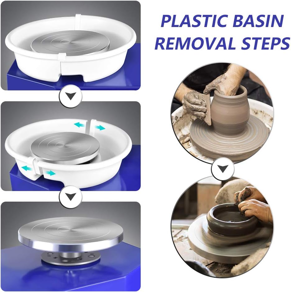 SEAAN Electric Pottery Wheel Machine 25CM Pottery Throwing Ceramic Machine LCD Touch Ceramic DIY Clay Tool for Ceramic Work Art Clay with 10 Pcs Clay Sculpting Tools, Foot Pedal, US Shipping